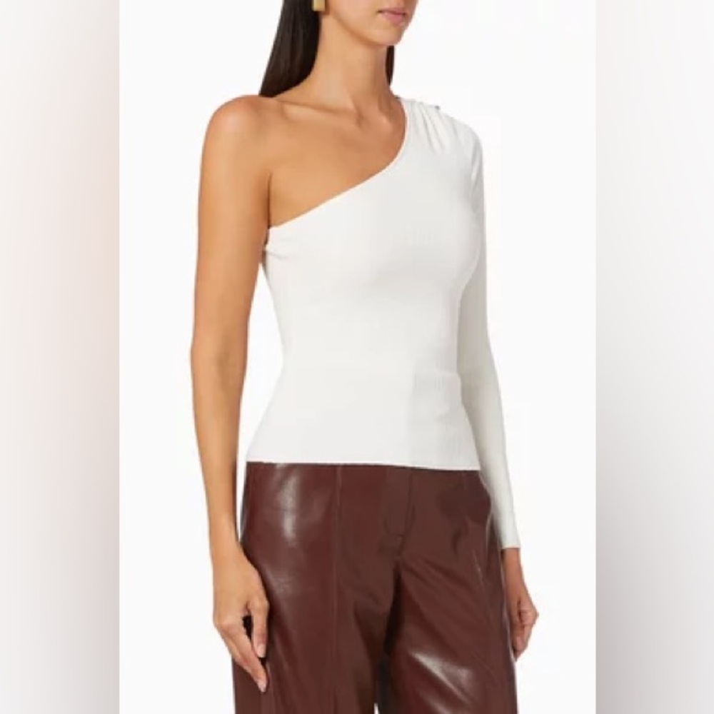 The Range Barbell One Shoulder Top White
